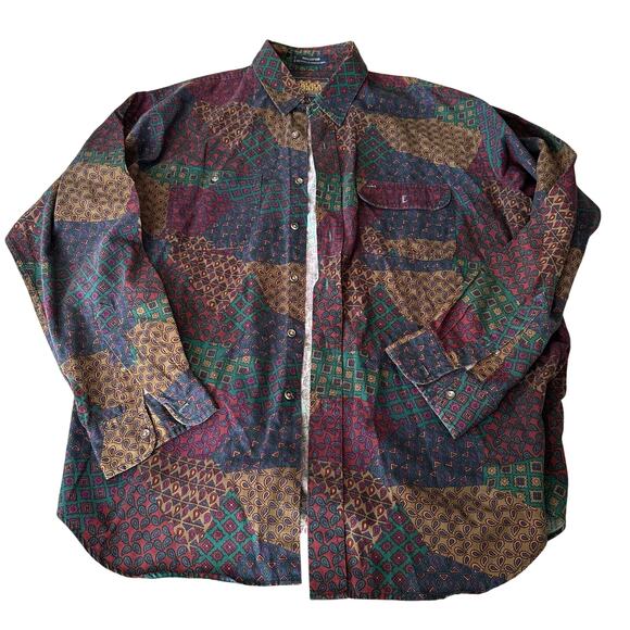 Vintage Ralph Lauren Chaps button up long sleeve paisley patchwork XL shirt men - Picture 1 of 8